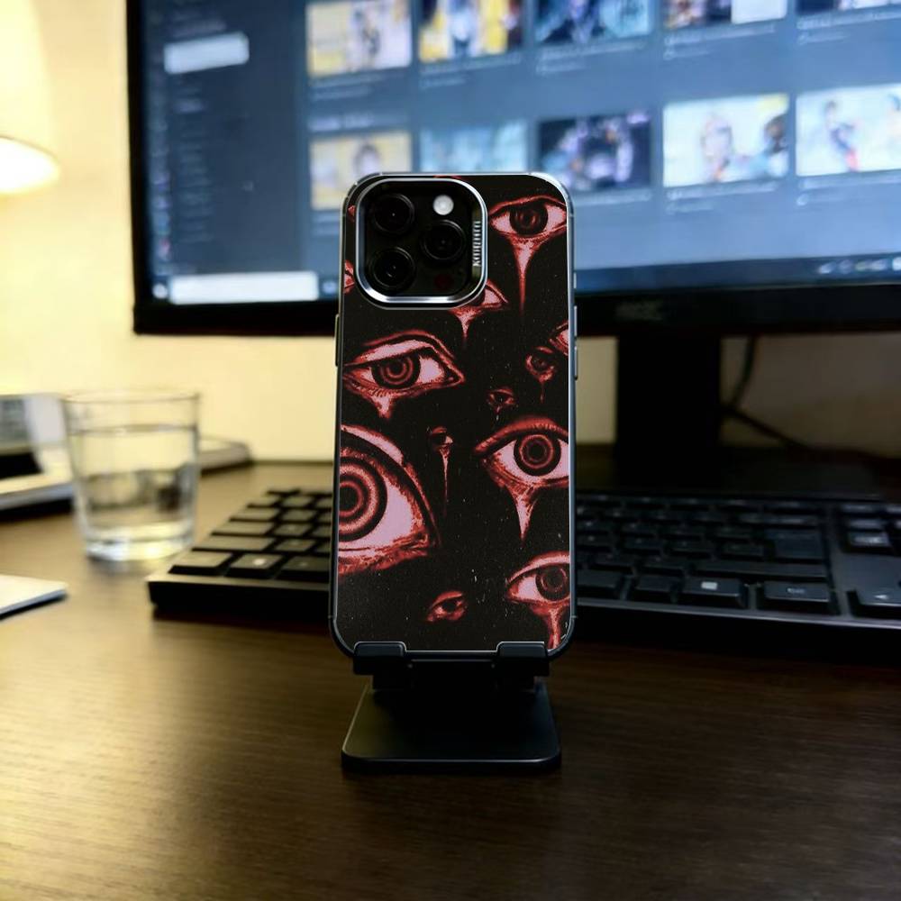 Жуткий Страшный Красный Глаз Лицо Чехол для Телефона Для iPhone 17,16,15,14,13,12,11 Plus,Pro Max,XS,Красочный Серебристый Черный Чехол