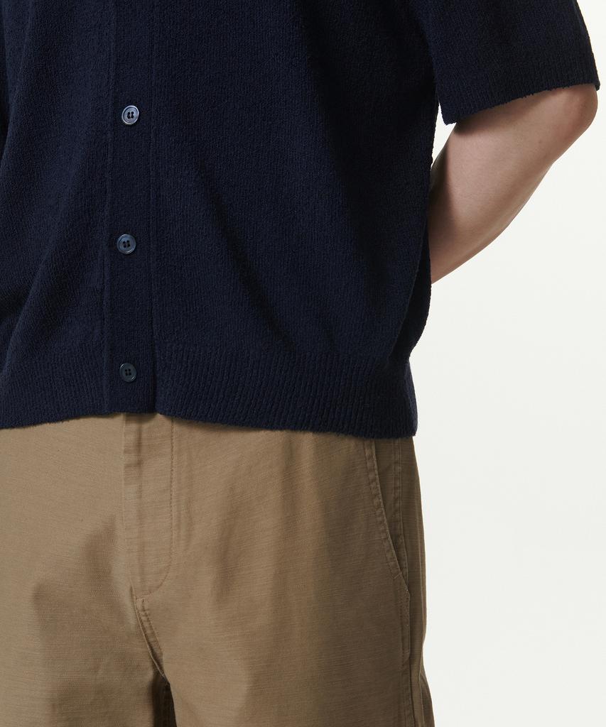 Musinsa Standard Boucle Collared Short Sleeve Cardigan [Navy]