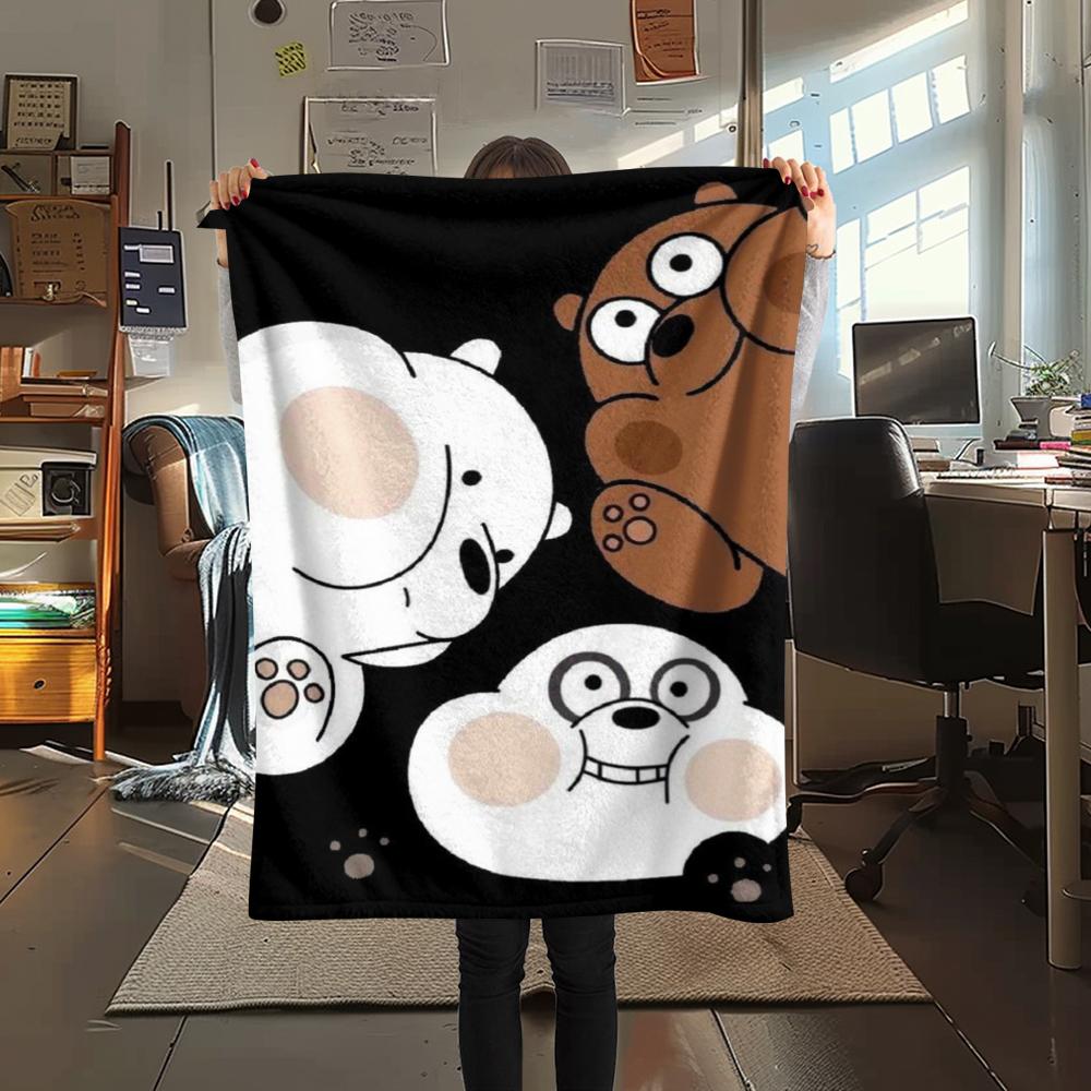 1PC We Bare Bears Print Flannel Blanket, High quality Comfortable for All Seasons, Home Decor, Warmth and Comfort, Perfect for Christmas Gifts244