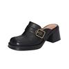 Baotou Half Slippers Women's Commuter Thick Heels Thick Sole Outer Wear Muller Shoes Belt Buckle High Heels Women Shoes