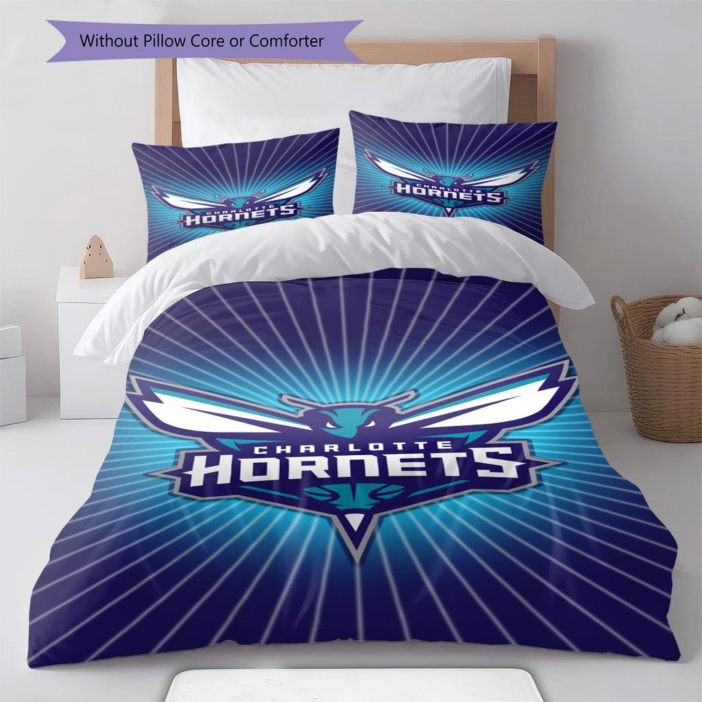 Charlotte Hornets Pattern Bedding Set Quilt Cover Pillowcase Home Decor Gift (1 * duvet cover + 2 * pillowcase, without core)