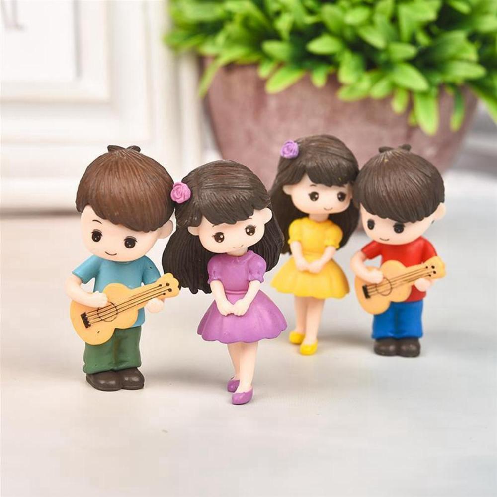 Guitar Craft Creative Cake Decoration Couple Figurines Resin Dolls Boy Girl Ornaments Miniature