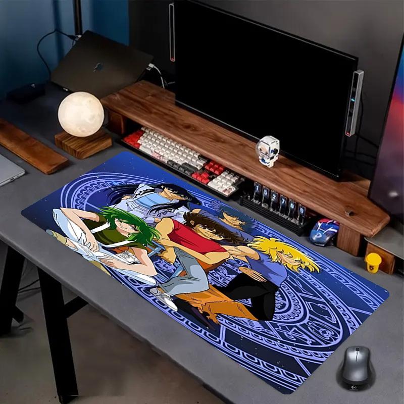 Saint Seiya Print Mouse Pad, Anti‑Slip Desktop keyboard Mat, for PC Laptop Gaming Working Daily Use, Cool Festival Surprise Gift