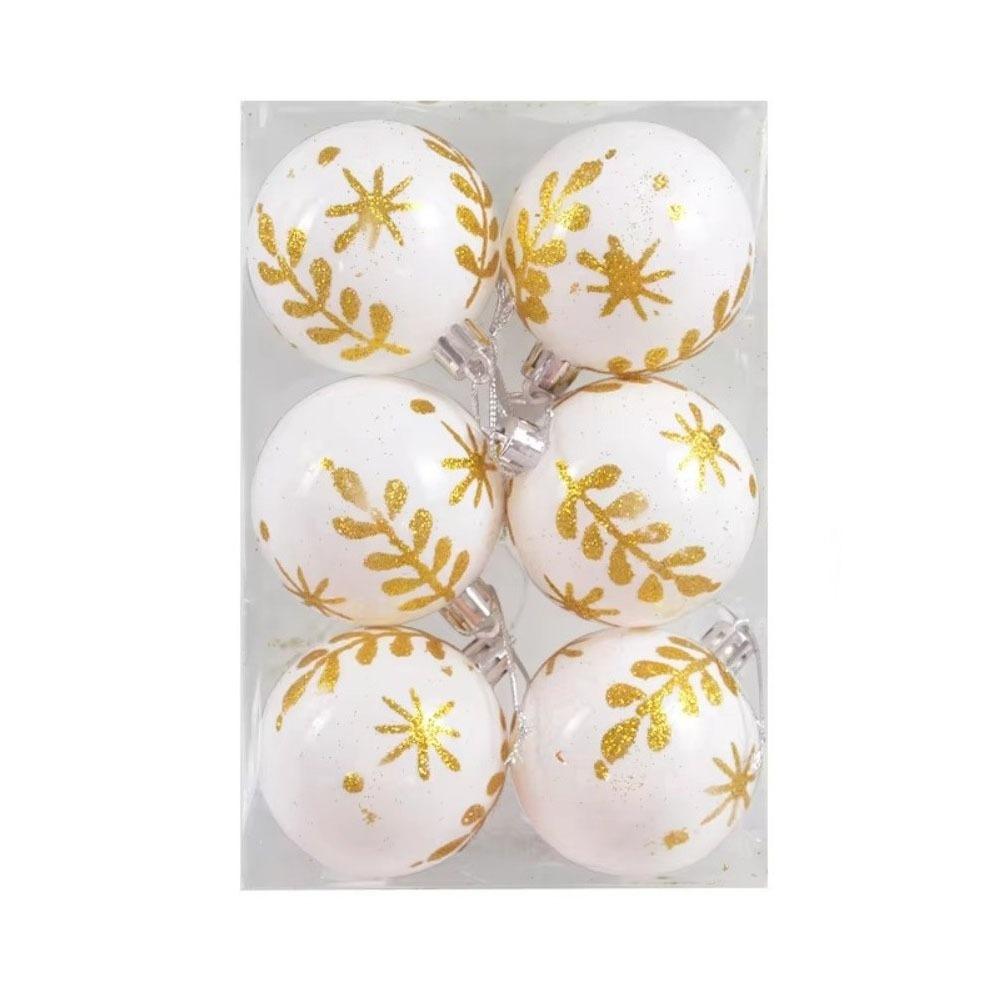 6Pcs/Set Plastic Glitter Christmas Ball Set 6cm Xmas Hanging Ball Holiday Decor