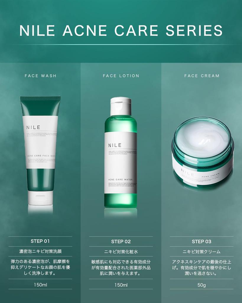 NILE Acne Cream for Men and EUCALYPTUS MINT Women, After-Sun Care, Quasi-Drug (50g, Scent)