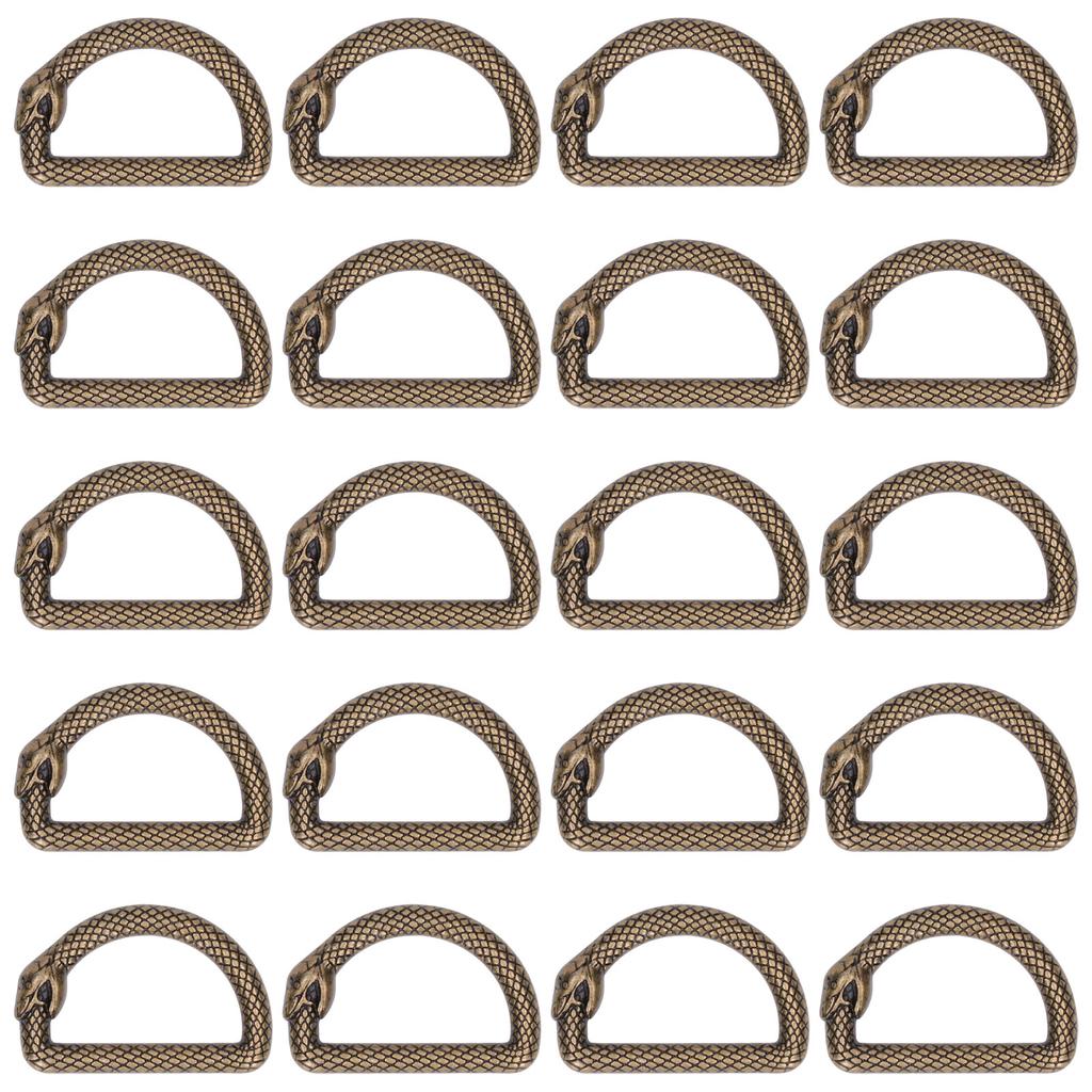 20Pcs Metal D Rings Snake Pattern Wear Resistant Metal Rings Buckle for DIY Belts Luggage Belts