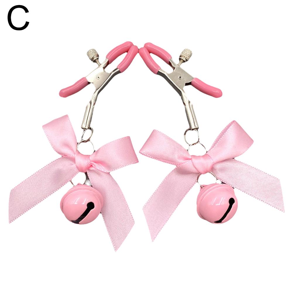 Регулируемые 4-цветные сексуальные зажимы для сосков с бантиками и колокольчиками, взрослая BDSM фетиш-игрушка для интимных игр пар