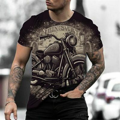 Винтажная летняя мужская футболка с принтом мотоцикла 3D Heavy Metal Punk с коротким рукавом, классическая уличная мода, большой размер, свободный топ