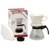 Kalita Coffee Drip Set, 102-Roto Set N, Ceramic Dripper Set for 2-4 People, with a Fast 3-hole Brewer That Extracts the Full Flavor Before Any Impurit