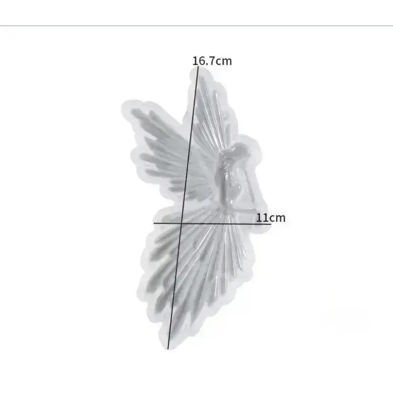Crystal Drop Glue DIY Angel Mold Handmade Creative Symmetrical Left And Right Blowing Flute Wings Fairy Mirror Silicone Mold