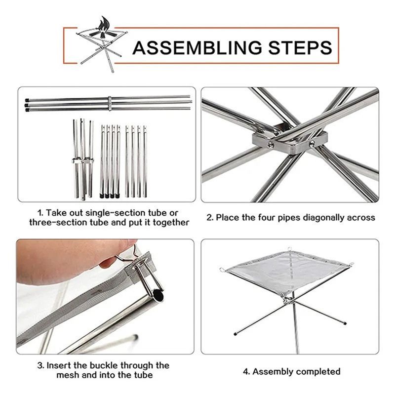ABBY-Folding Campfire Stand Portable Folding Fire Pit Portable Fire Pit Outdoor Metal Holder Metal Brackets,Medium Easy To Use