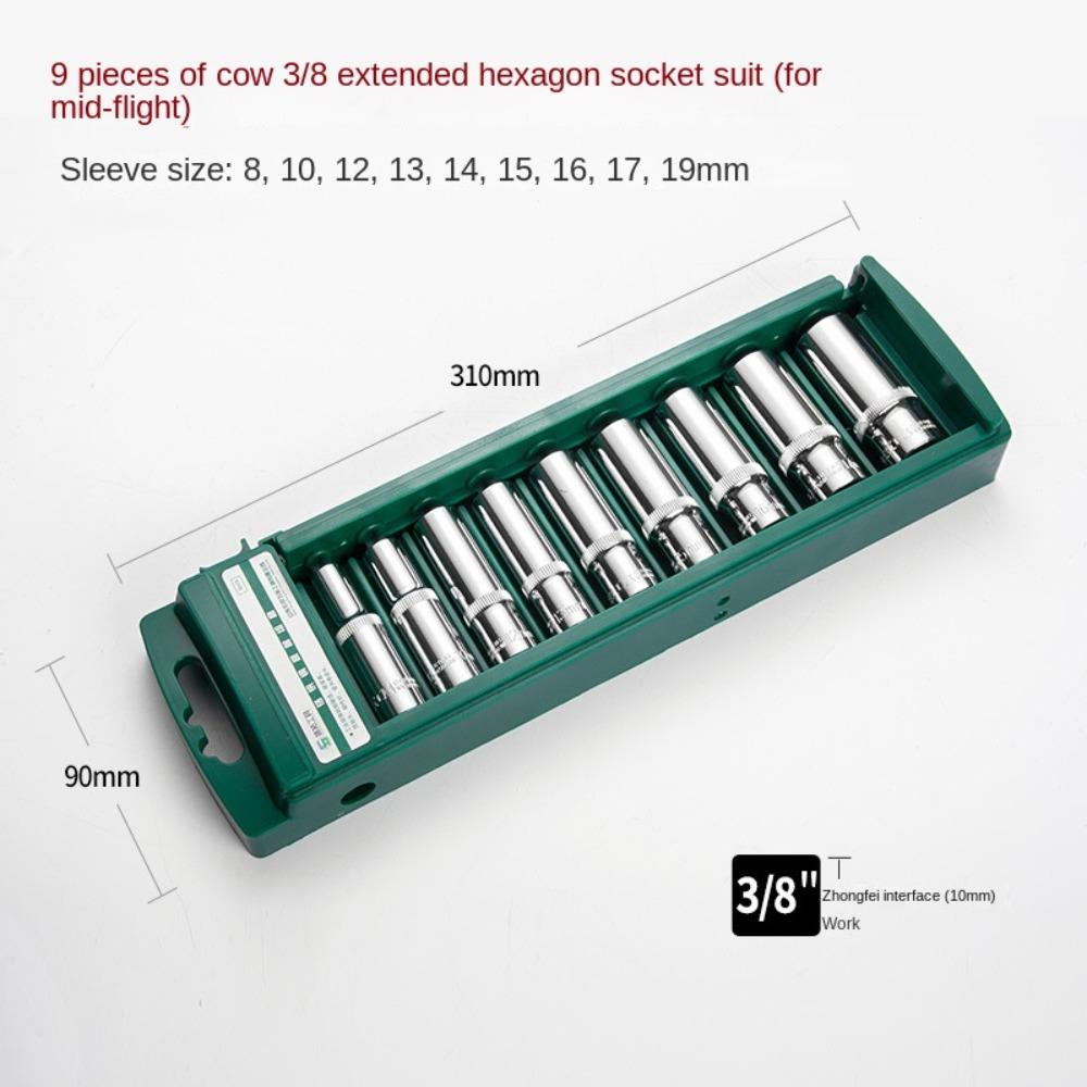 1/4 3/8 1/2 Hex Socket Chrome Vanadium Steel Sleeve Spanner New Wrench Head Set Wrench
