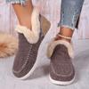 2025 Winter New European and American Large Size Short Boots Women Flat Velvet Suede Snow Boots Women Shoes Keep Warm Work Shoes