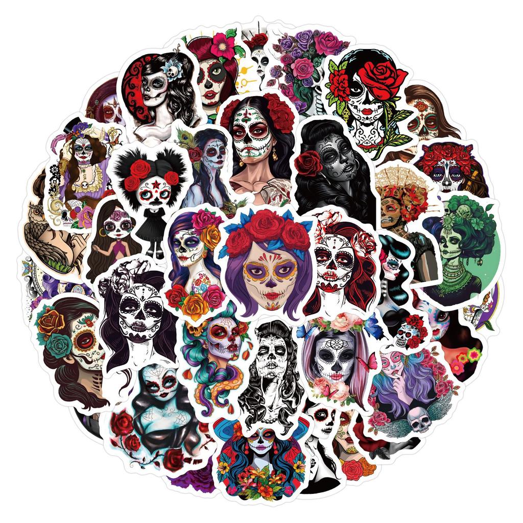 60 Photos of The Day of The Dead's Face Graffiti Stickers Masquerade Mask Personalized Decoration Waterproof Stickers