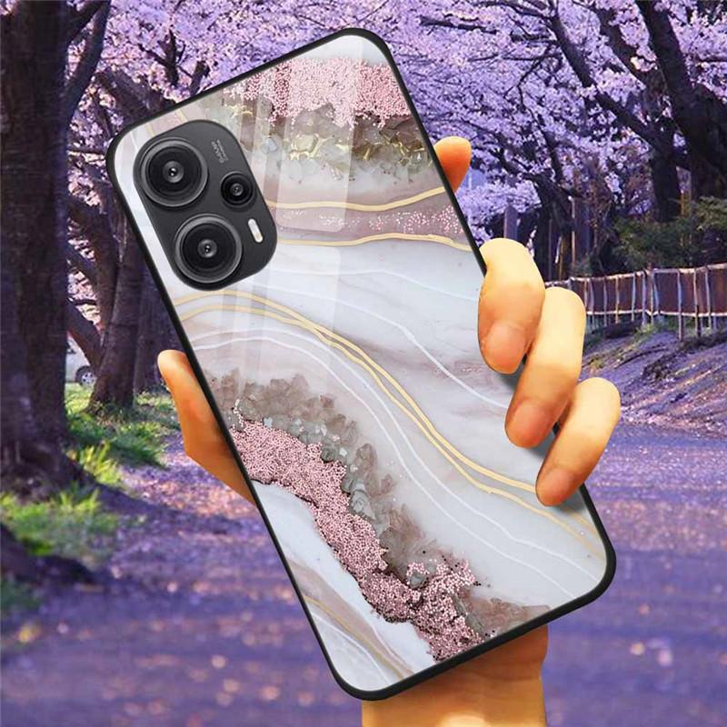 Для Xiaomi Poco F5 5G / F5Pro Чехол Закаленное Стекло Озеро Луна Жесткая Защитная Крышка для POCO F5 Pro Capas Funda на PocoF5 Роскошный Coque