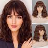 Synthetic Short Loose Wavy Wig With Bangs Shoulder Length Extension Natural Hair For Women Daily Cosplay Use