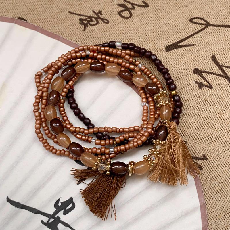 Богемский многослойный браслет из хрустальных рисовых бусин – универсальные праздничные и модные модные украшения для женщин