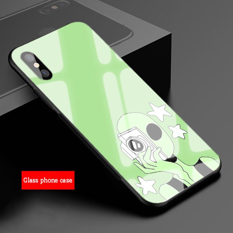 Чехол для телефона из закаленного стекла с рисунком инопланетянина для iphone 12 11 Pro Max 5 6 7 8 PLUS X XS XR XSMax Shell 12Pro