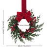 Artificial Christmas Wreath 10 Inch Winter Greenery Wreath Front Door Holiday Porch Wall Decor with Red Berries And Velvet Bow