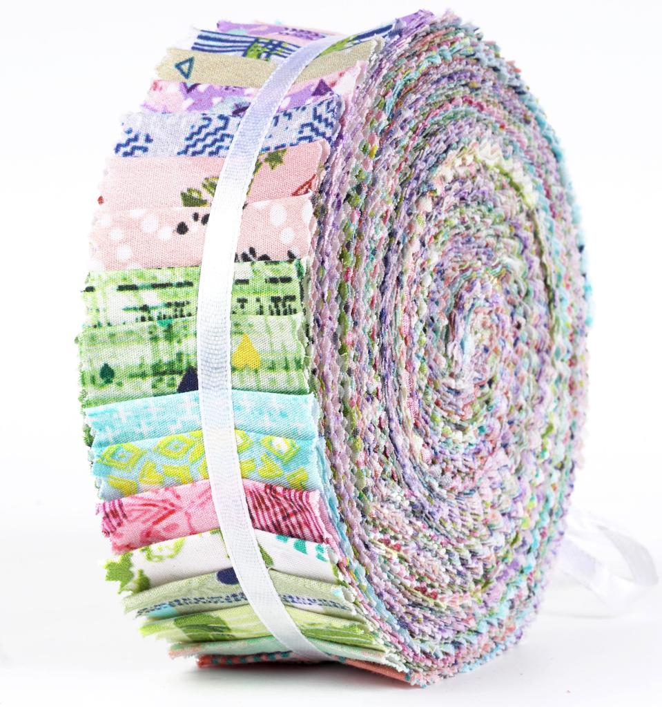 Soimoi 40Pcs Geometric & Texture Print Cotton Precut Fabrics For Quilting Craft Strips 2.5x42inches Jelly Roll -