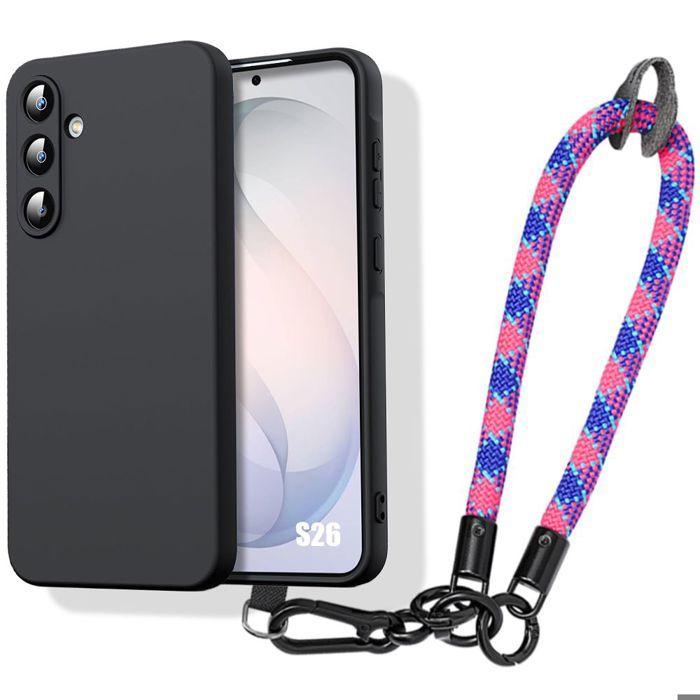 Coque Silicone - BOOLING - pour Samsung Galaxy S26 - Antichoc Noir avec Bracelet Amovible