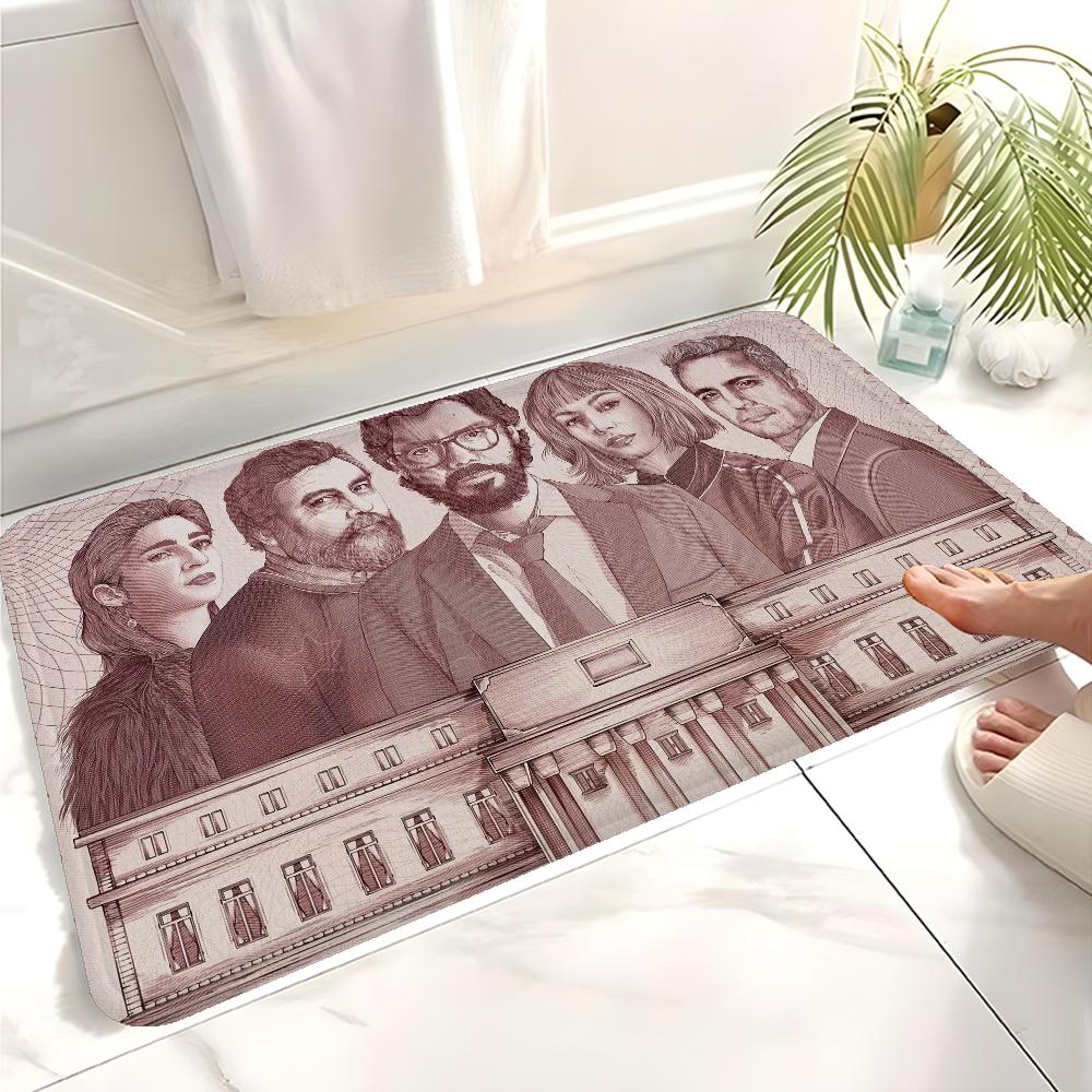 Money Heist House Paper La Door Mat Non-Slip Laundry Room Mat Laundry Decor Balcony Child Living Room Welcome Doormat