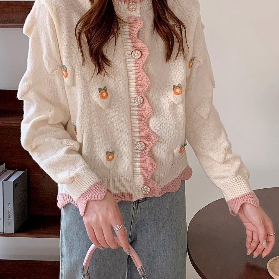 Милый свитер, кардиган, женский топ 2023, весенне-осенний вязаный кардиган, женский дизайн, свитер для маленькой толпы, женское пальто