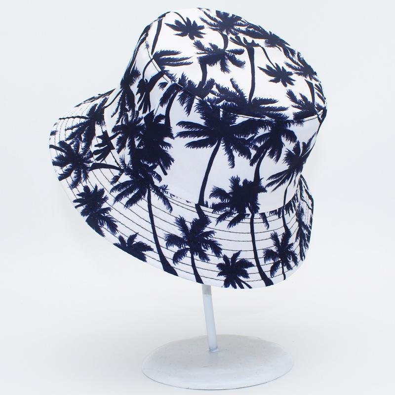 Beach Coconut Tree Print Bucket Hat Unisex Fisherman Caps for Men's and Women's Summer Outdoor Sunscreen Fashion Decorate Panama