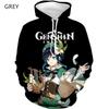 Новая модная женская/мужская толстовка с капюшоном для пар Genshin Impact с принтом, повседневные спортивные толстовки