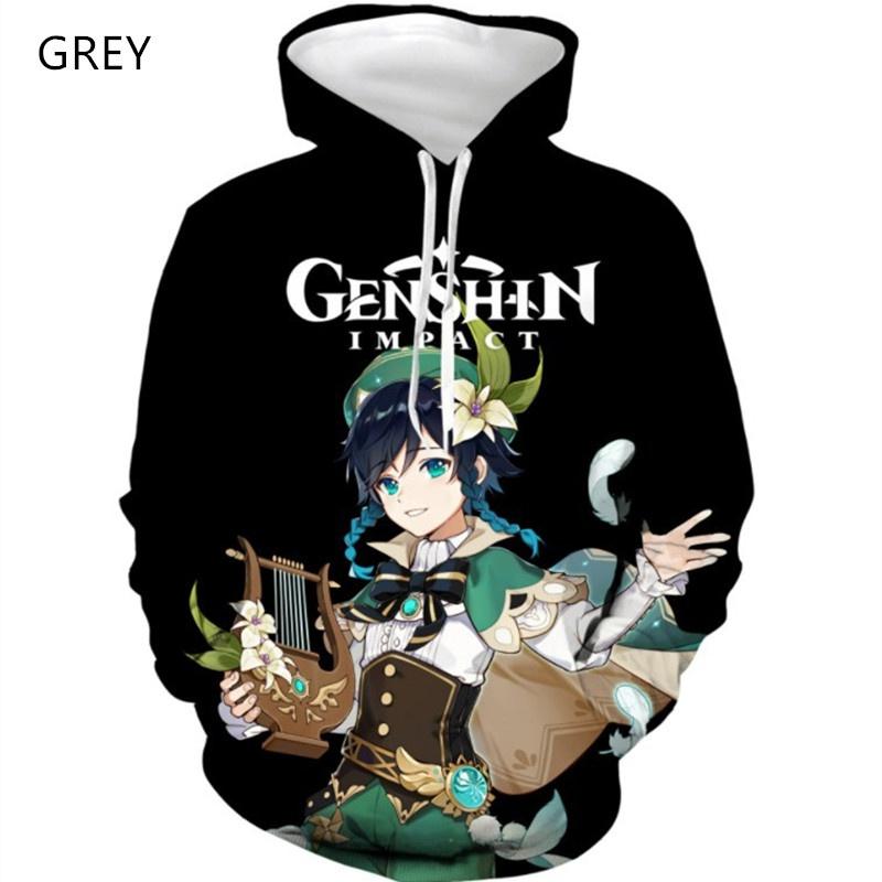 Новая модная женская/мужская толстовка с капюшоном для пар Genshin Impact с принтом, повседневные спортивные толстовки