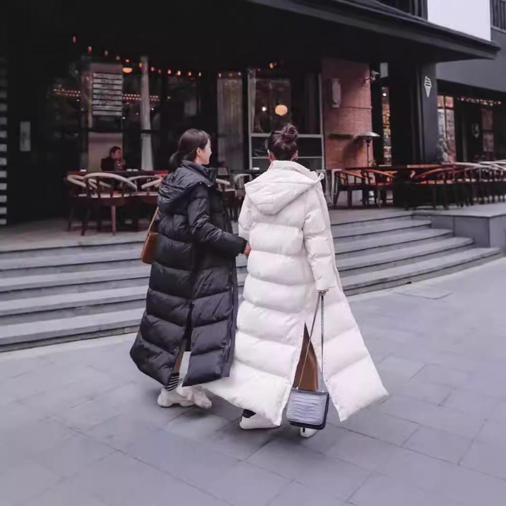 Женская пуховая куртка, корейская версия, очень длинная, до щиколотки, студенческая, свободного кроя, "хлебная" куртка, хлопковая куртка