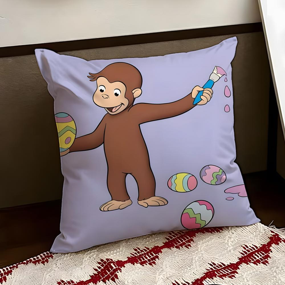 Anime CCurious GGeorge Cushion Cover Reversible Soft Durable Pillow Cover Home Car MultiScene Use for Daily Comfort