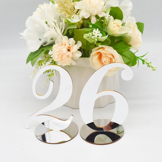 Карта с номером места, глянцевая, добавляющая атмосферу, зеркальная поверхность, стоящая, свадебный, золотой стол, номер, праздничные принадлежности