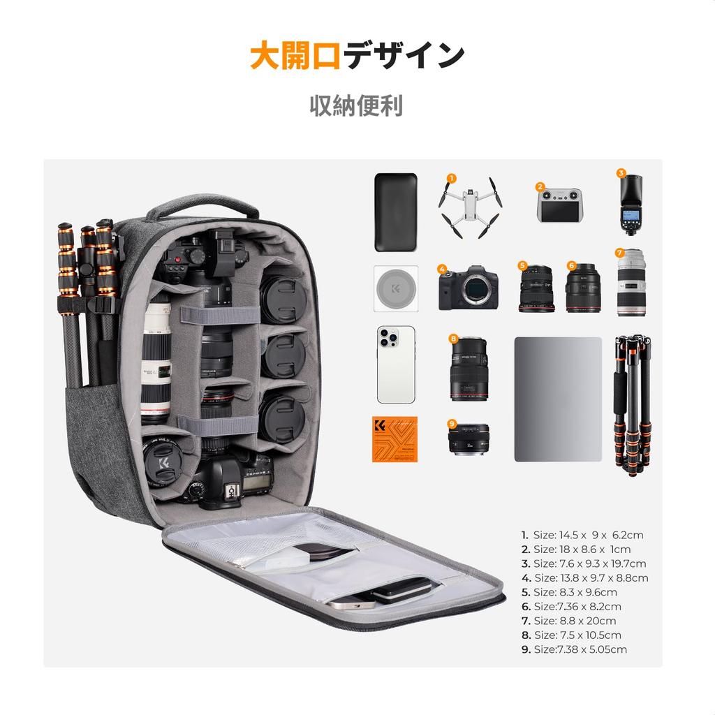 Concept Camera Bag Camera Rucksack Rucksack Large Capacity Stylish EVA Shockproof 22L 16 Inch PC Storage Tripod Storage SLR Camera Bag K&F &