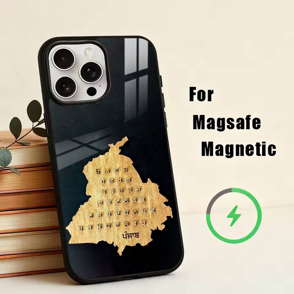 P-Punjab Map Phone Case For iPhone17,16,15,14,13,12,11 Plus,Pro Magnetic with Magsafe Wireless Charging