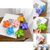 Stunning Floral Design Korean Style Hair Claw Clip In Lemon Yellow Deep Purple And Sky Blue