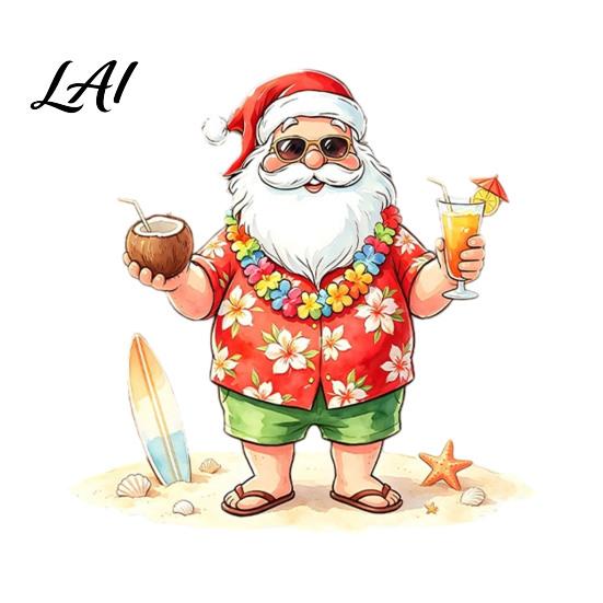 Tropical Holiday Party Decor Santa Claus Surf Window Static Sticker Christmas PVC Decal Cling Easy Apply Waterproof Sticker for Glass Doors