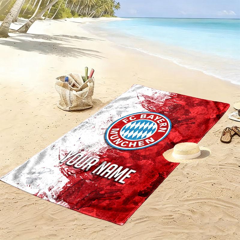 Custom FC Bayern München Print Beach Towel, Large Soft Quick Dry Towel for Beach Camping Swimming