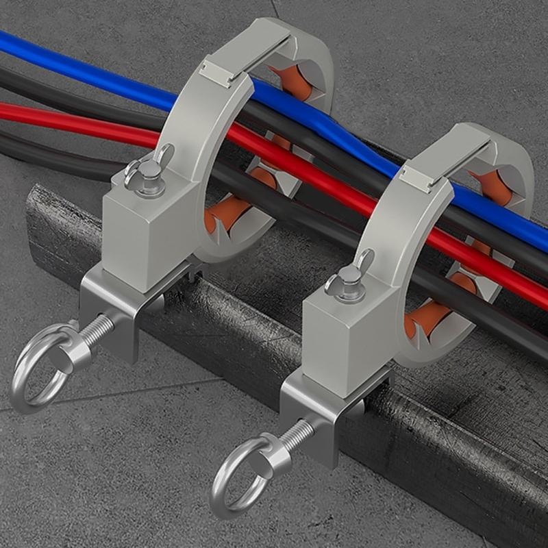 Industrial Bridge Cable Guide Tool 65mm Wide Smooth Roller 330 Degree Adjustable Clamp For Construction Wiring