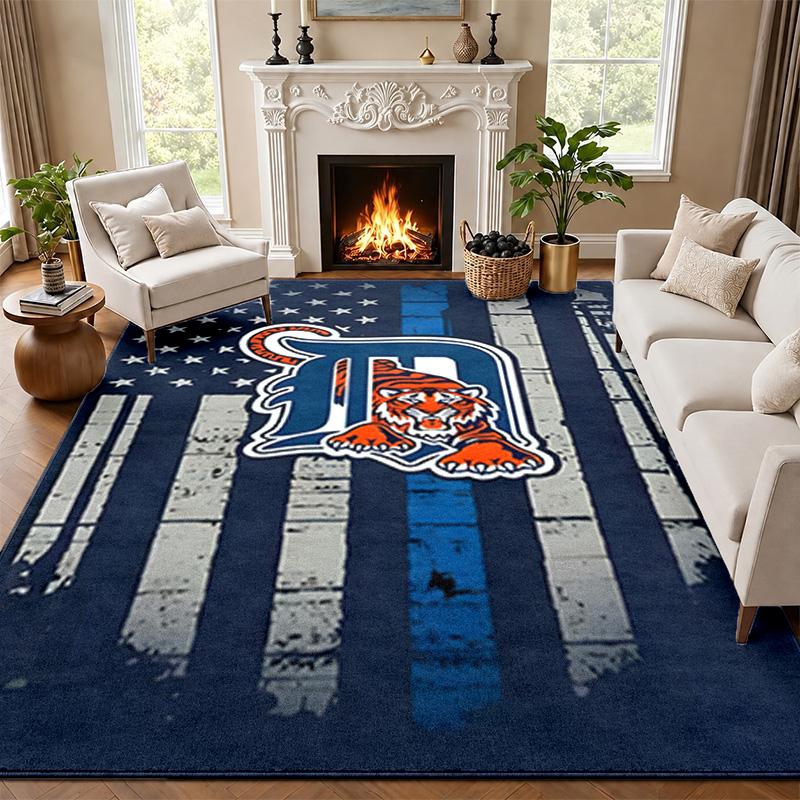 Detroit Tigers Carpet Door Mat for Living Room or Bedroom Protective Mat Under Chair Office Decoration Christmas Gift Birthday Present