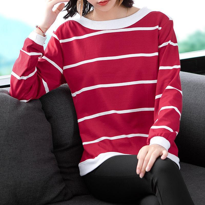 Harajuku повседневная свободная рубашка весна осень мода женские футболки полосатая футболка Femme y2k топы плюс размер 3XL 4XL одежда футболка женская