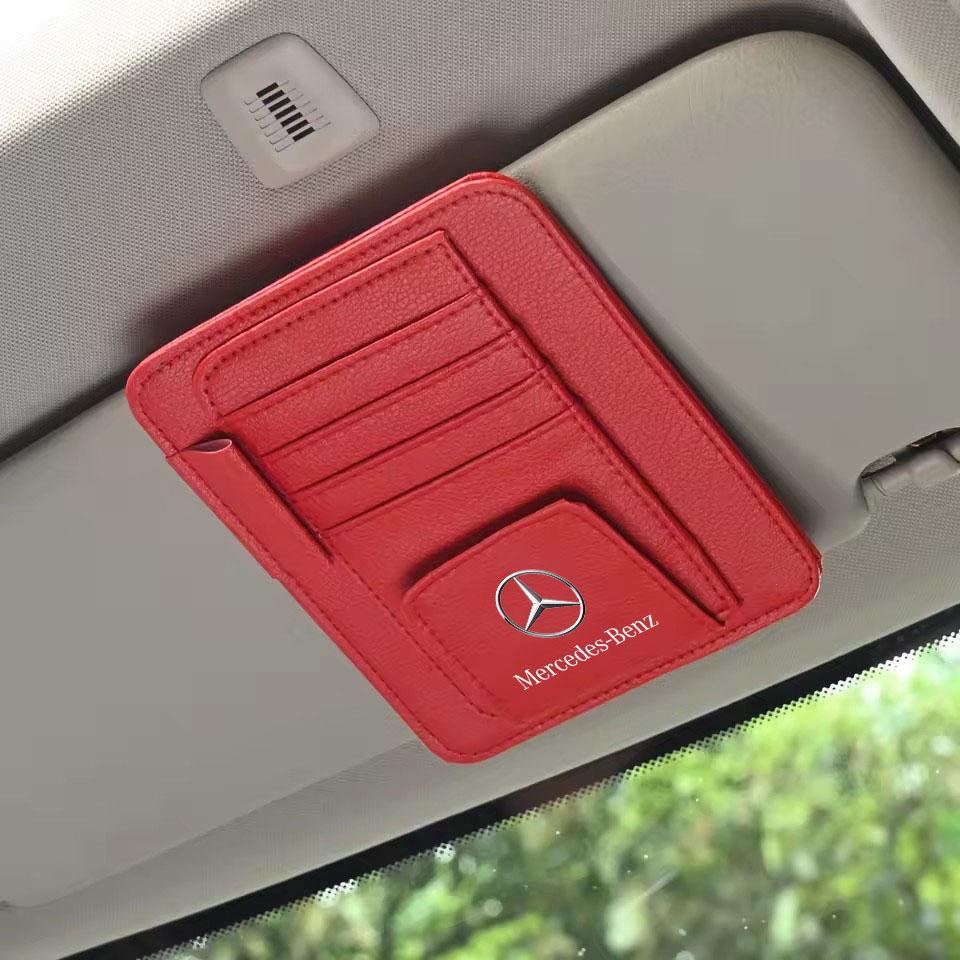 Car PU Leather Sun Visor Sunglasses Ticket Card Storage Bag For Mercedes Benz A B C E S Class CLA CLS SLK GLA GLC GLB GLK AMG W2