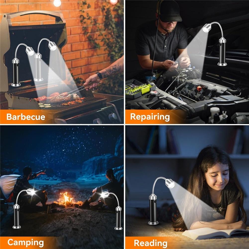 3-piece barbecue light set with magnetic base, LED barbecue light, adjustable barbecue light, 360-degree rotatable neck, grill light