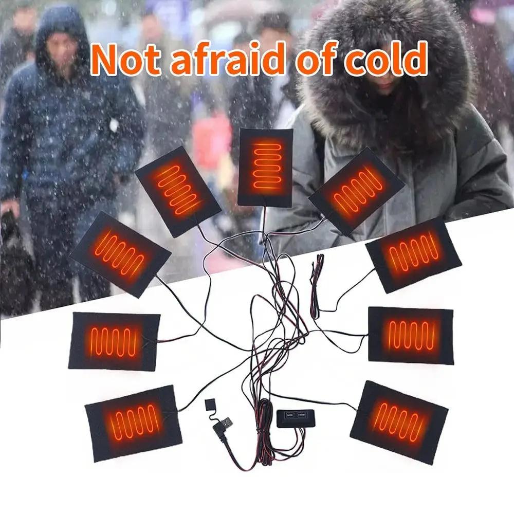 9 в 1 Нагревательные элементы для одежды 5 В 2 А USB Электрическая нагревательная простыня Жилет Куртка Грелка