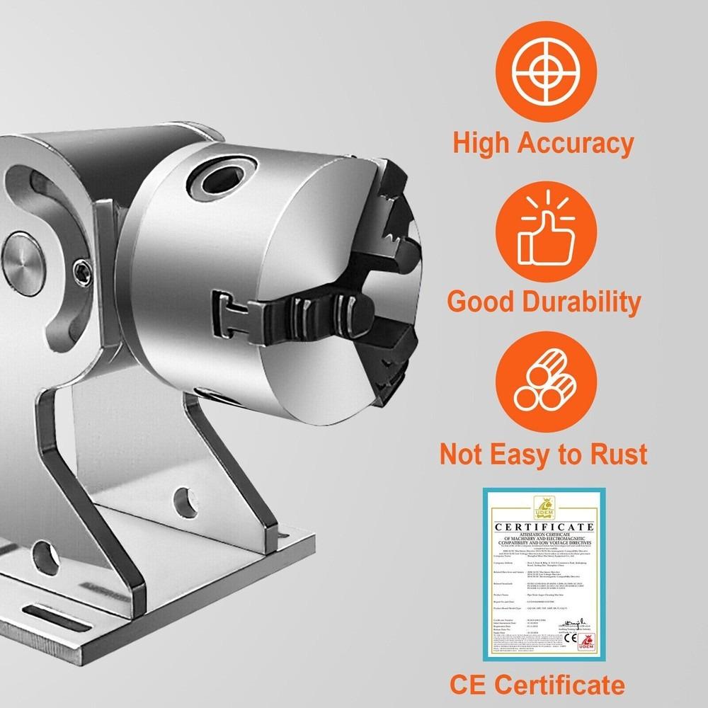 Rotary Axis 80mm 3 Jaw Rotary Attachment Used for Fiber Laser Engraver
