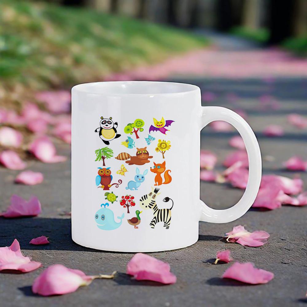 Various Birds Pattern Beer Mug Owl Themed Coffee Mugs Drinkware for Milk Juice Soup Cute Gift for Classmate Coworker Ceramic Cup