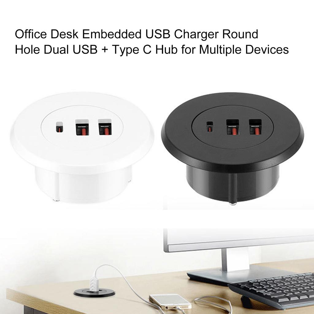 USB Type C Настольный концентратор с 3 портами, органайзер для зарядки, для офисного управления кабелями, подходит для отверстия 60 мм