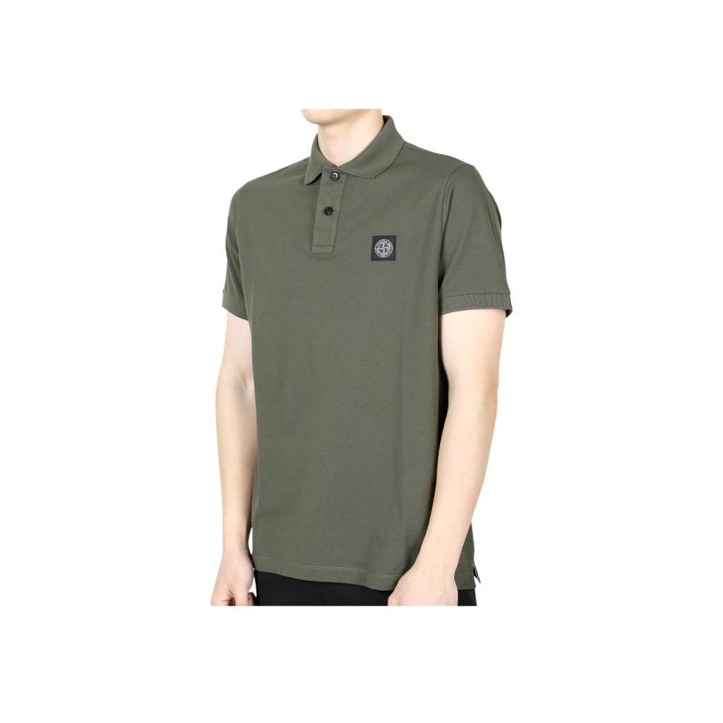 Stone Island Logo Patch Straight Fit Short Sleeve Polo Shirt Men tops Military-Green K1S1522002SCS0017V0054