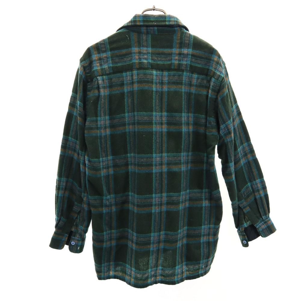 Vintage Рубашка с длинным рукавом из шерстяной смеси 70-х годов с клетчатым узором, с открытым воротником, мужская, б/у
