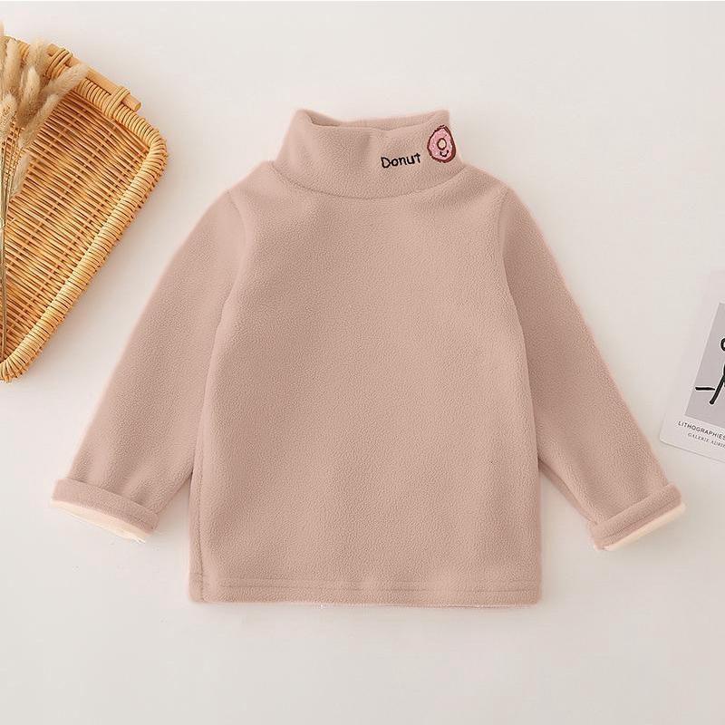 Зимние детские футболки для поддевы, детские флисовые утолщенные футболки для мальчиков, детская одежда, пуловеры с высоким воротом для малышек, свитер